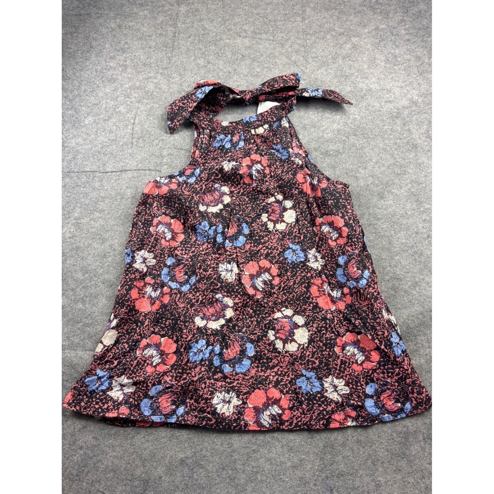 Cleobella Floral Halter Top Organic Cotton Tie Neck Blouse Preppy Womens M
